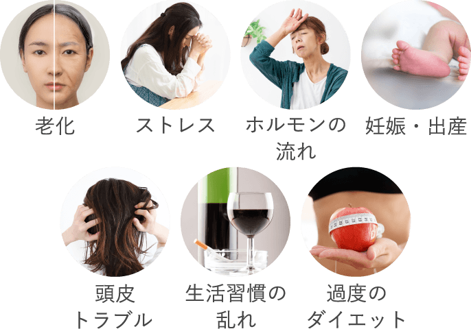 薄毛・抜け毛の原因と症状